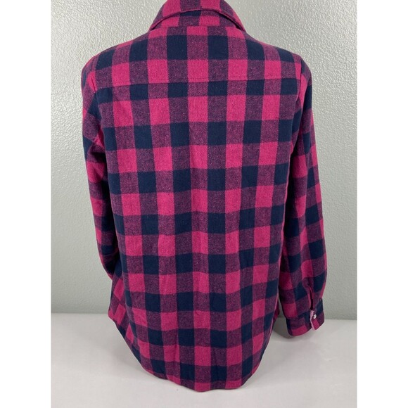 Blu Ivy Women Small Red Buffalo Plaid Jacket Pink Sherpa Lined Heavy NWT - Picture 5 of 9